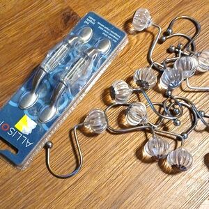 Crystal detail door pulls and shower curtain rings